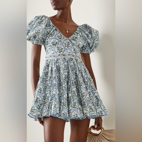 Agua by Agua Bendita Dresses & Skirts - Agua by Agua Bendita Manzanilla Blue Floral Mini Dress Large Retail $410